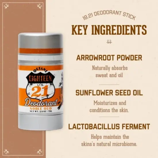 18.21 Man Made Octane Aluminium-Free Men's Natural Deodorant, Noble Oud-2.6 oz image {2}