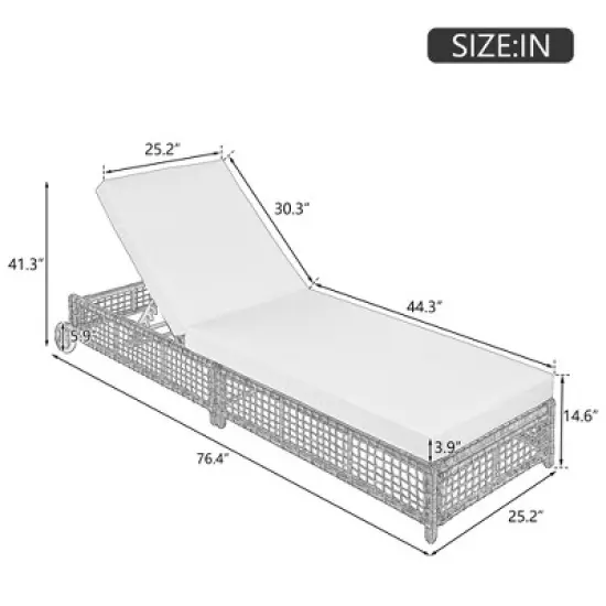 Outdoor Patio Rattan Daybed Sunbed with 5-Position Adjustable Backrest and Wheels image {1}