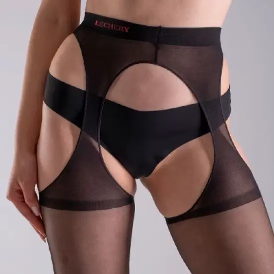 LECHERY Women's Lustrous Silky Shiny Sheer Suspender High-Waisted No Waistband Nylons Pantyhose Tights Stockings (1 Pair) image {6}