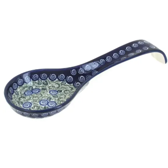 Blue Rose Polish Pottery 1178 Zaklady Large Spoon Rest image {15}