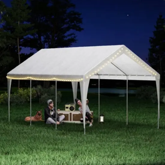 EROMMY 10 Ft X 20 Ft Carports Heavy Duty,White image {2}