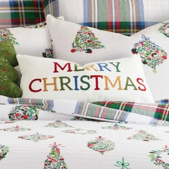 Festive Baubles Merry Christmas Pillow 12x24 image {1}