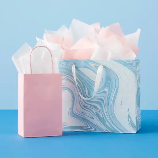 Marble Pattern Light Blue Large Gift Bag - Spritz&trade; image {1}