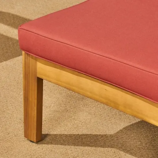 Grenada 6pc Acacia Wood Sofa Set - Teak/Red - Christopher Knight Home: Modular Sectional, Coffee Table image {8}