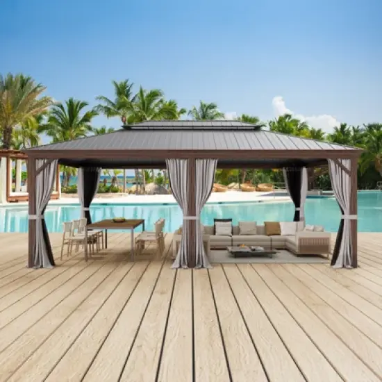 EROMMY Heavy-Duty 20 FT x 12 FT Metal Hardtop Gazebo image {3}