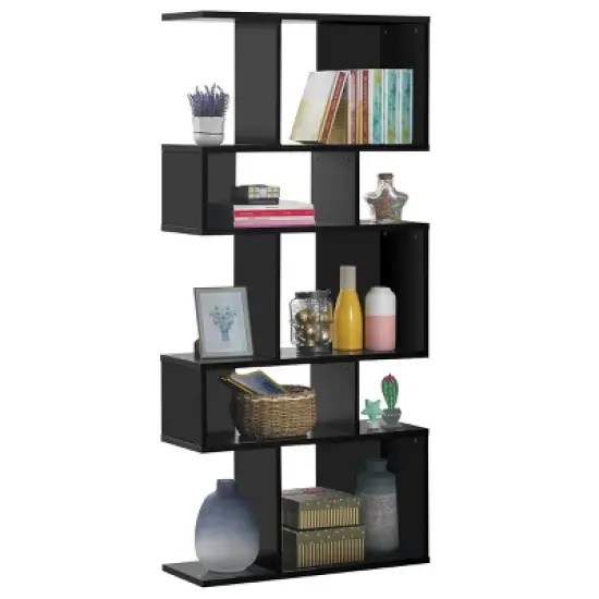 Costway 5 Cubes Ladder Shelf Freestanding Corner Bookshelf Display Rack Bookcase image {10}
