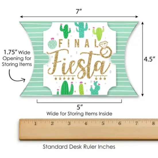 Big Dot of Happiness Final Fiesta - Favor Gift Boxes - Last Fiesta Bachelorette Party Large Pillow Boxes - Set of 12 image {5}