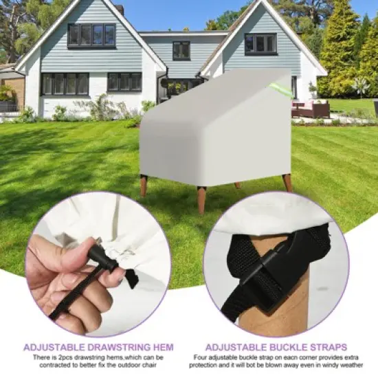 Unique Bargains 600D Oxford Waterproof Lawn Patio Chair Cover 2 Pcs image {2}