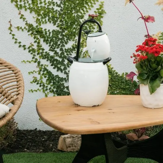 19" Barrels and Facet Tabletop Fountain White - Alpine Corporation image {1}