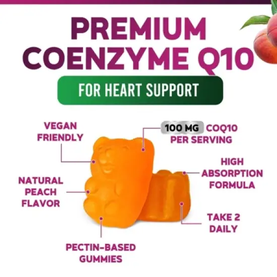 CoQ10 100mg Gummies, Coenzyme Q10 Supplement, CoQ10 Gummies Antioxidant for Heart Health & Energy Production - 30 Gummies By Nature's Nutrition image {2}