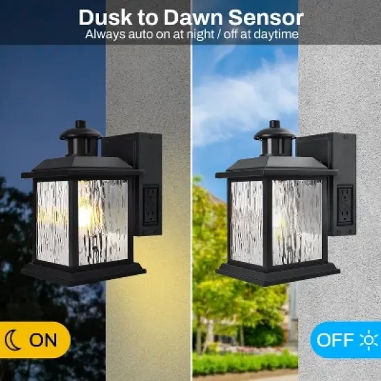 Cedar Hill 11 in. Black Motion Sensor Dusk to Dawn Outdoor Wall Sconce image {5}