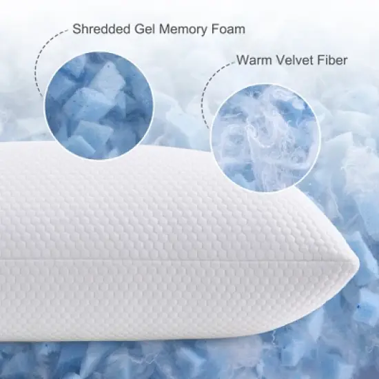 Twolike 2-Pack Shredded Memory Foam Adjustable Bed Pillows with Washable Removable Cover, Perfect for All Sleepers image {4}