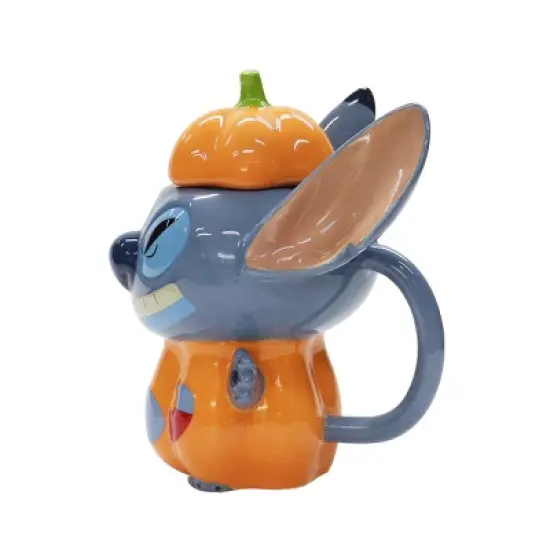 Disney 20oz Stitch Ceramic Mug Pumpkin Hat Lid image {2}