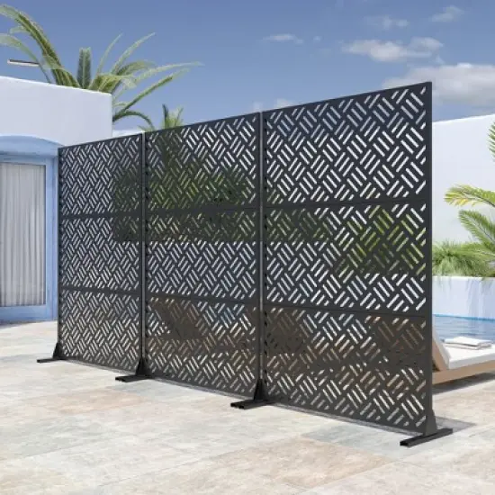 PexFix 72 in. H x 47 in. W Outdoor Metal Privacy Screen Garden Fence Square Pattern Wall Applique image {3}