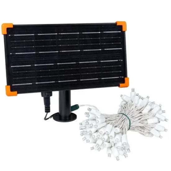 Novelty Lights 100 True Twinkle (100%) LED Solar Powered String Lights 4" Spacing White Wire 44 Feet image {10}