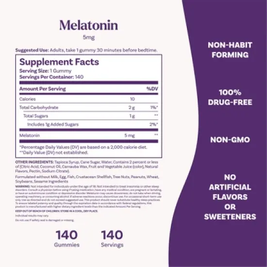 Natrol Melatonin 5mg Sleep Aid Gummies - Strawberry - 140ct image {5}