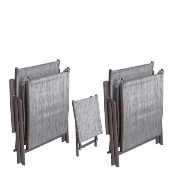 3pc Outdoor Set with Aluminum Adjustable Chaise Lounge & Table Set - Black/Gray - Crestlive Products image {2}