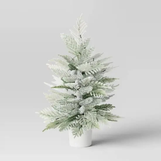 3' Pre-Lit Potted Flocked and Glittered Norfolk Artificial Christmas Tree - Wondershop&trade; image {2}