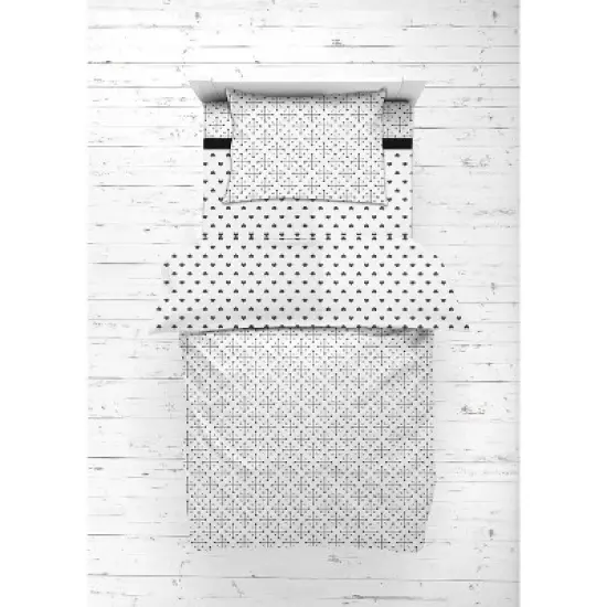 Bacati - Love/Hearts Muslin 4 pc Toddler Bedding Set, Black image {4}