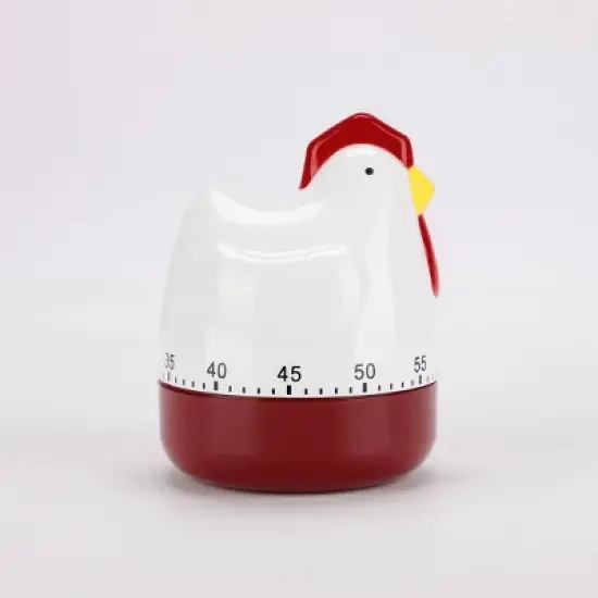 Unique Bargains Home Kitchen Cooking Chicken Shaped Mechanical Alarm Timer White Red image {2}