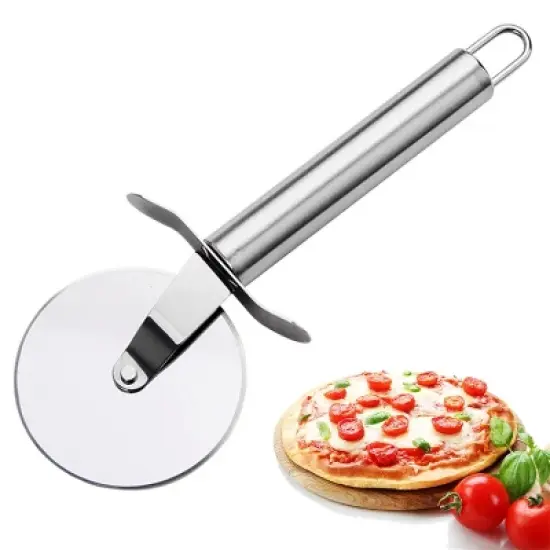 Stainless Steel Round Pizza Cutter Knife(Silver) image {5}