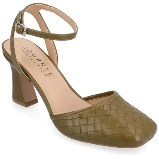 Journee Collection Womens Moriah Embossed Ankle Strap Square Toe Pumps image {11}