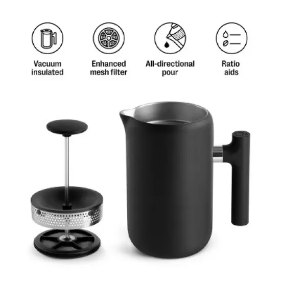Fellow 24oz Clara French Press Coffee Maker Matte Black: Stainless Steel, Manual, Permanent Screen Filter, 24 oz Capacity image {4}