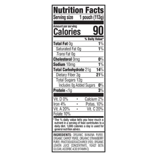 HappyTot Super Bellies Organic Bananas Carrots & Strawberries Baby Food Pouch - 4oz image {5}