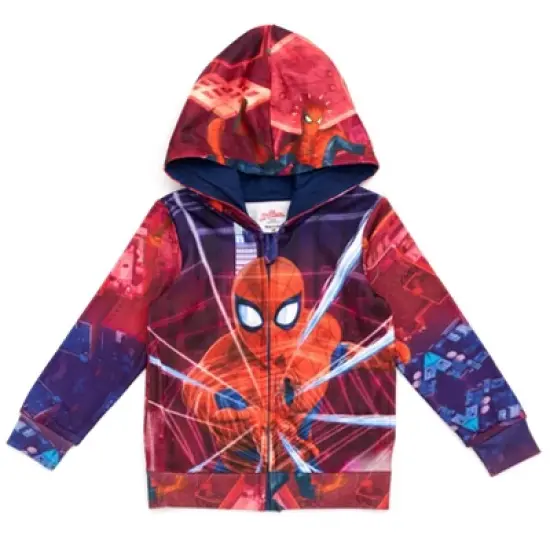 Marvel Spider-Man Fleece Zip Up Cosplay Hoodie Toddler to Big Kid image {7}