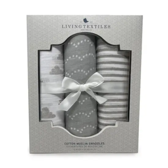 Living Textiles|3pk Muslin Swaddle - Pink image {1}