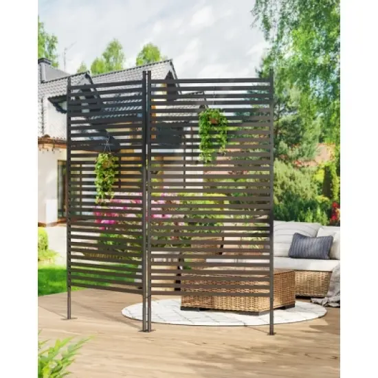 GustoWave 72" H&times;36" W Freestanding Metal Privacy Screen for Outdoor Patio - Heavy-Duty Rust-Resistant Decorative Fence Panel | Patio Privacy Screen image {5}