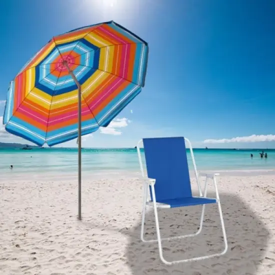 FURNIinspire Outdoor Portable Chair Sturdy Portable Design for Relaxation and Outdoor Activities, Blue, 19.09"*17.32"*29.53" image {4}
