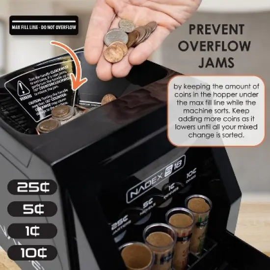 Nadex Coins&trade; S18 Manual Coin Sorter and Wrapper in Black image {4}