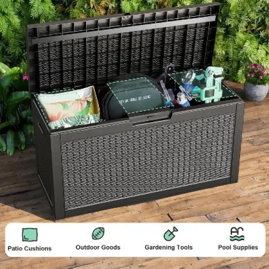 INFURNIC Deck Boxes, Outdoor Patio Storage Box with Handle, Waterproof Box for Storage Patio Furniture Garden Tools, Black, 41.93"*17.13"*22.44" image {1}