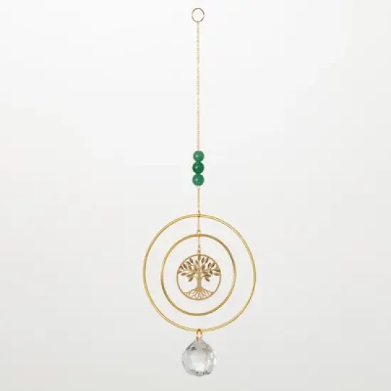 Woodstock Chimes Suncatcher Tree of Life, Green Stone 12" image {4}