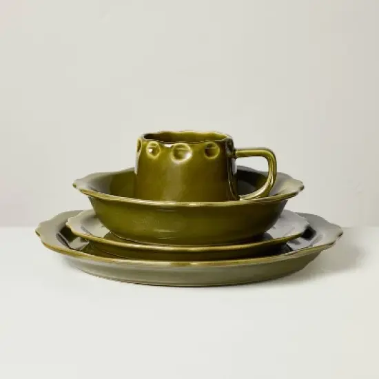 10oz Carved Edge Ceramic Mug Green - Hearth & Hand&trade; with Magnolia image {3}