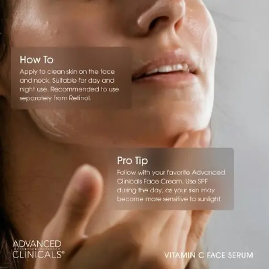 Advanced Clinicals Vitamin C Body Lotion + Vitamin C Face Serum for Brightening and Dull Skin. Two Piece Set image {10}