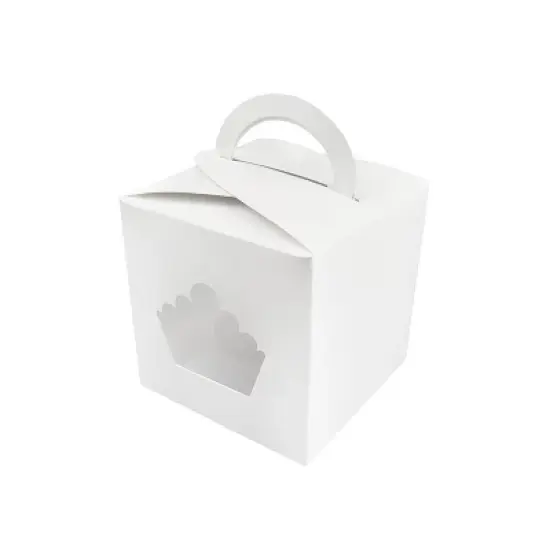 O'Creme White Cupcake Gift Box with Window, 4" x 4" x 4" - Pack of 25 image {3}