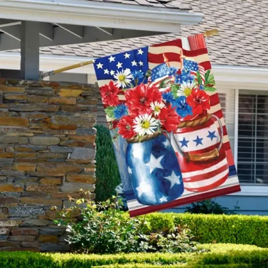Northlight Floral Bouquet Patriotic  Outdoor House Flag 28" x 40" image {1}