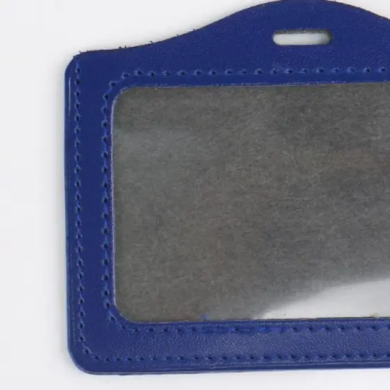 Unique Bargains Faux Leather Plastic Horizontal ID Badge Card Holder Blue 5 Pcs image {4}