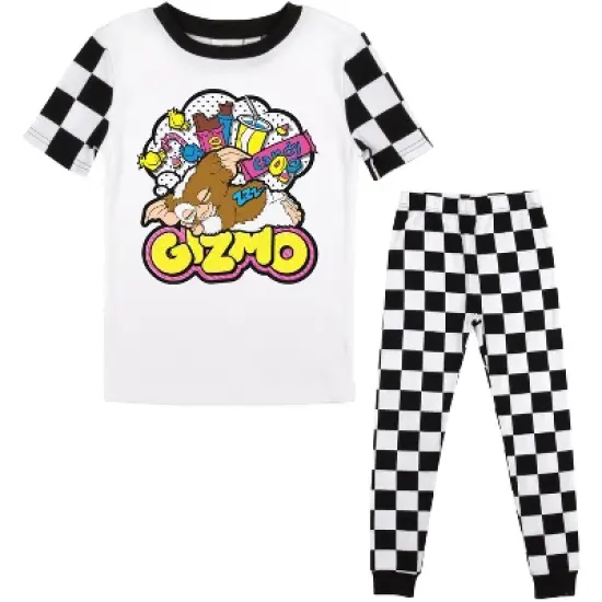 Gremlins Gizmo Snacks Youth Black & White Checkered Sleep Set image {4}