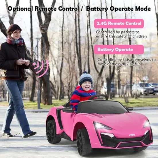 Costway 12V Kids Ride On Car 2.4G RC Electric Vehicle w/ Lights MP3 Openable Doors White\Black\ Red\Pink image {3}
