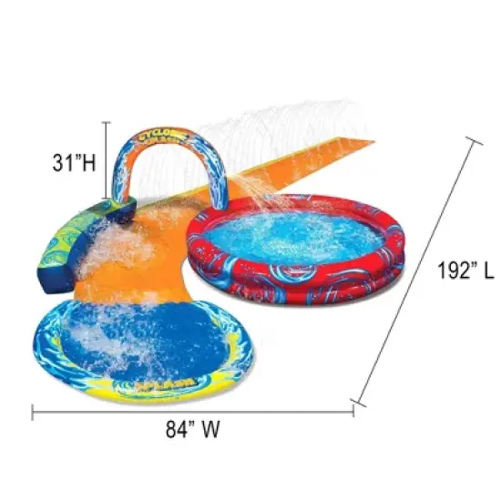 Banzai Cyclone Splash Water Park Outdoor Backyard Inflatable Toy with Sprinkling Slide and Kiddie Pool, image {4}