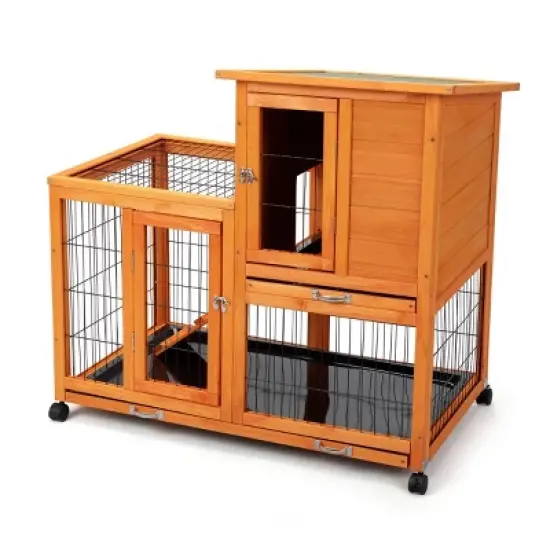 AZL1 Life Concept Pet Crates and Houses Multi-Purpose Rabbit Hutch Spacious Area with Smooth Casters Removable Trays, Orange, 38.98"*23.82"*36.61" image {4}
