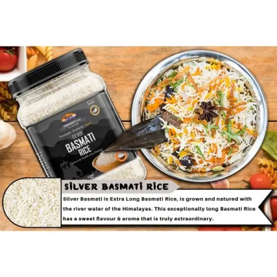 Silver White Basmati Rice Extra Long - 32oz (2lbs) PET Jar - Rani Brand Authentic Indian Products image {2}
