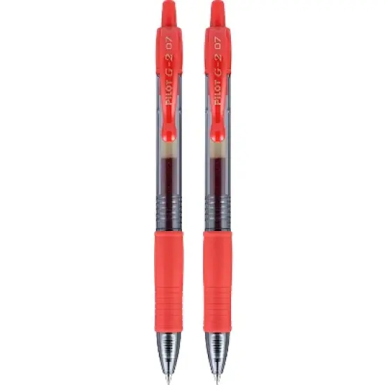 Pilot G2 Retractable Gel Pens Fine Point Red Ink 2 Pack (31033) 460225 image {1}