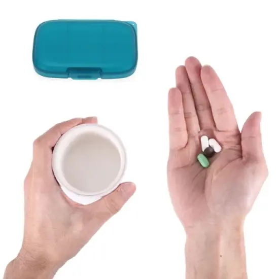 Unique Bargains 6 Grids Single Layer Pill Box with Hanging Rope 1 Pc image {3}