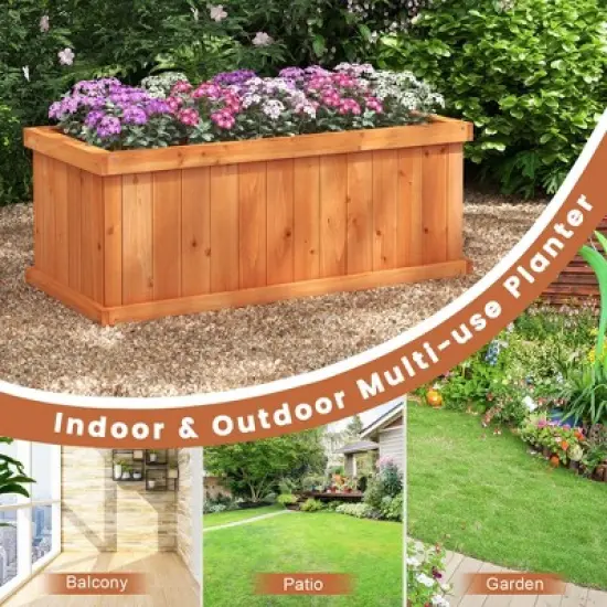 Costway Raised Garden Bed Fir Wood Rectangle Planter Box with Drainage Holes Orange image {7}