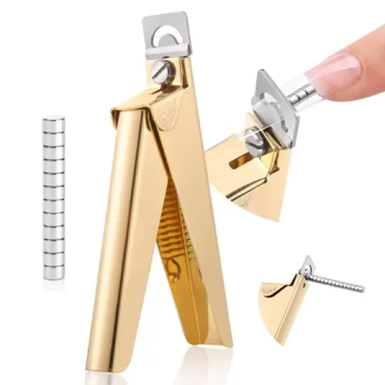 Saviland Magnetic Precision Nail Cutter: Rose Gold Clipper w/ Sizer Magnets - 15-Pc Artist's Essential Trimmer System. image {7}