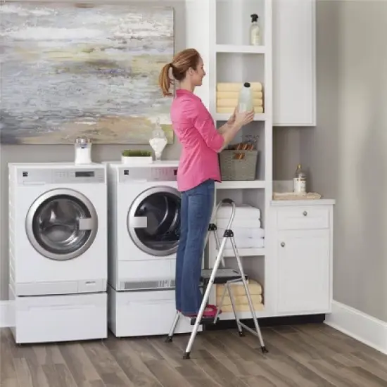 Cosco 2 Step All Aluminum Step Stool: Silver, 225 lb Capacity, No Assembly, Lightweight Stepping Stool for Adults image {4}